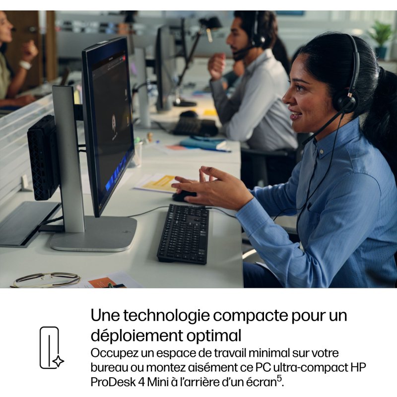 HP ProDesk 4 Mini G1i Intel Core Ultra 7 265T 16 Go DDR5-SDRAM 512 Go SSD Windows 11 Pro Mini PC AI PC Noir