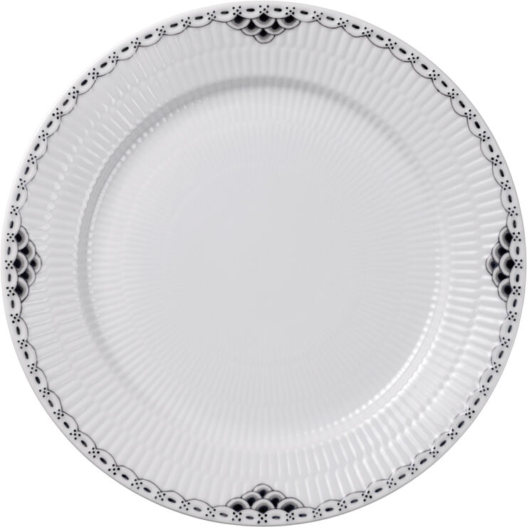 Royal Copenhagen Sort Riflet Blonde Tallerken 27 cm Hvid