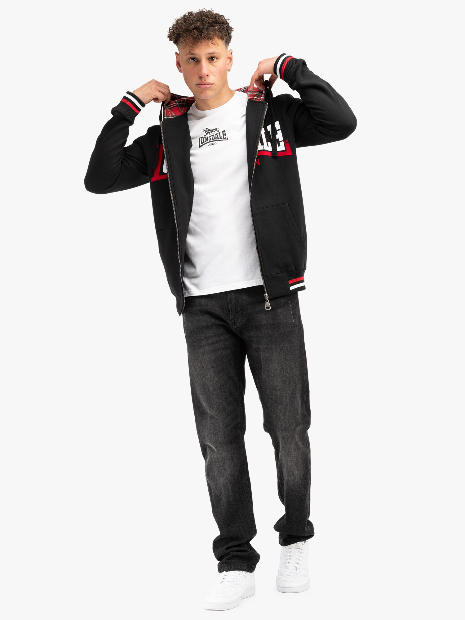 Lonsdale Herren Kapuzensweatjacke mit Reißverschluss normale Passform NATEBY