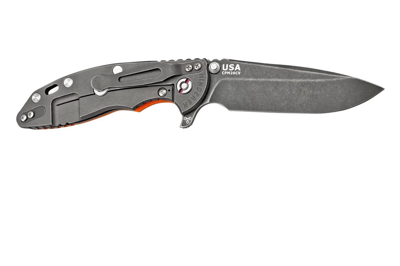 Rick Hinderer Jurassic Spearpoint 20CV Battle Black, Orange G10 zakmes