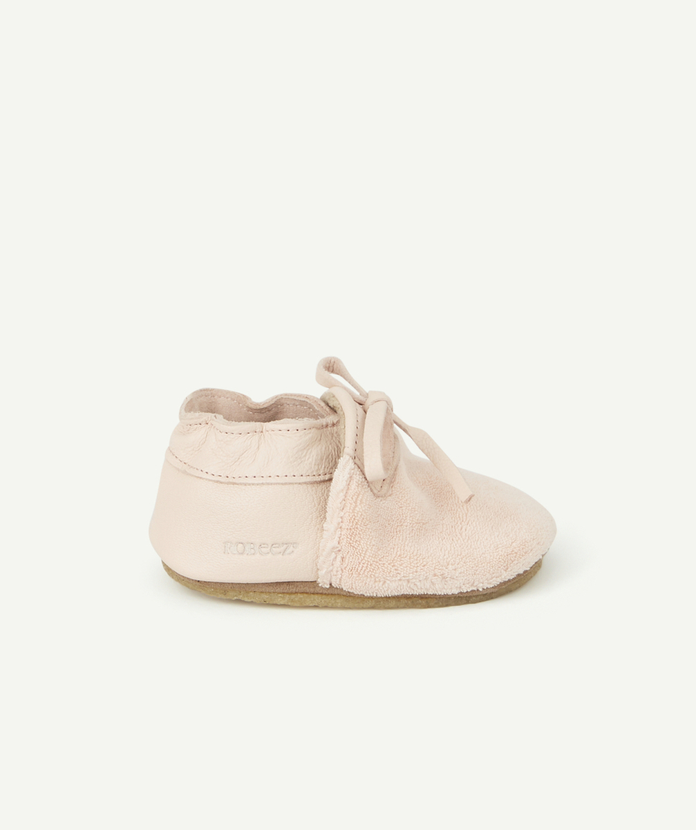 ROBEEZCHAUSSONS BÉBÉ EN CUIR ET CRÊPE ROSE PÂLE