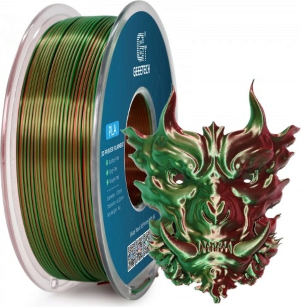GEEETECH  PLA Silk Dual Green+Red, 1,75 mm / 1000 g    Zwei Farben, eine glatte Perfektion!