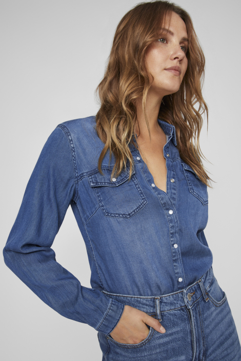 Vila blauwe dames blouse