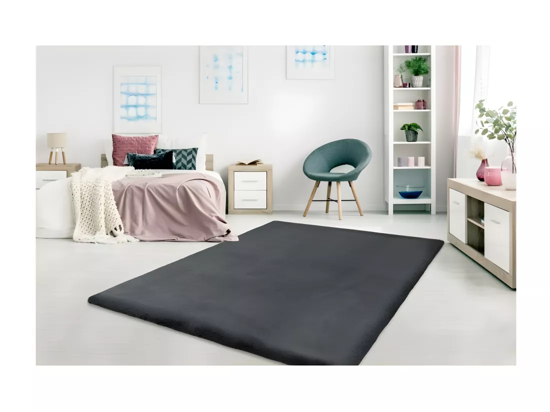 Tapis 150x80cm, design H008N coloris graphite - Confort et élégance pour votre intérieur