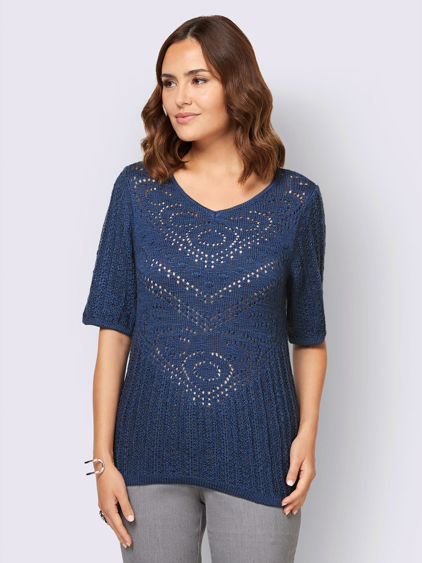Pull à manches courtes joli fil flammé