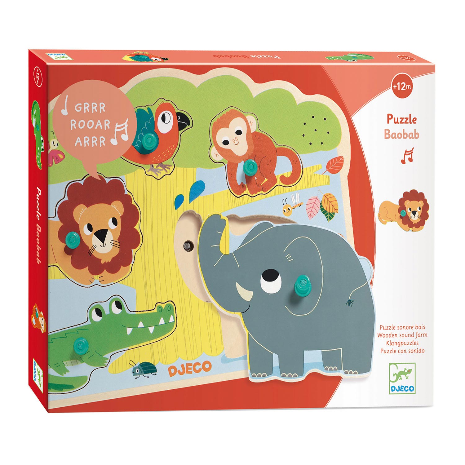 Djeco Noppenpuzzel met Geluid Wilde Dieren