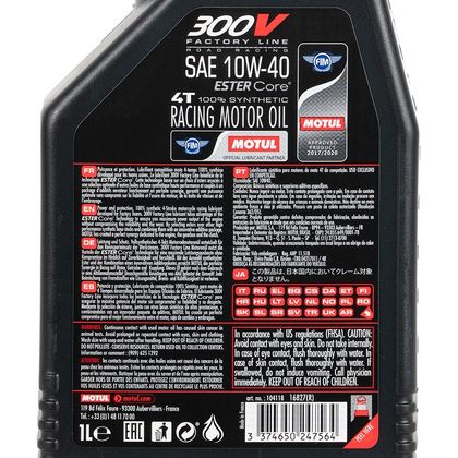 Huile moteur Motul 300V Road 10W40 1L Universel