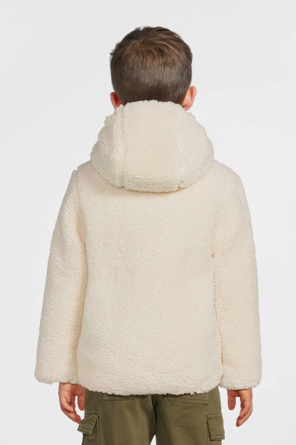 Koko Noko teddy winterjas wit/olijfgroen