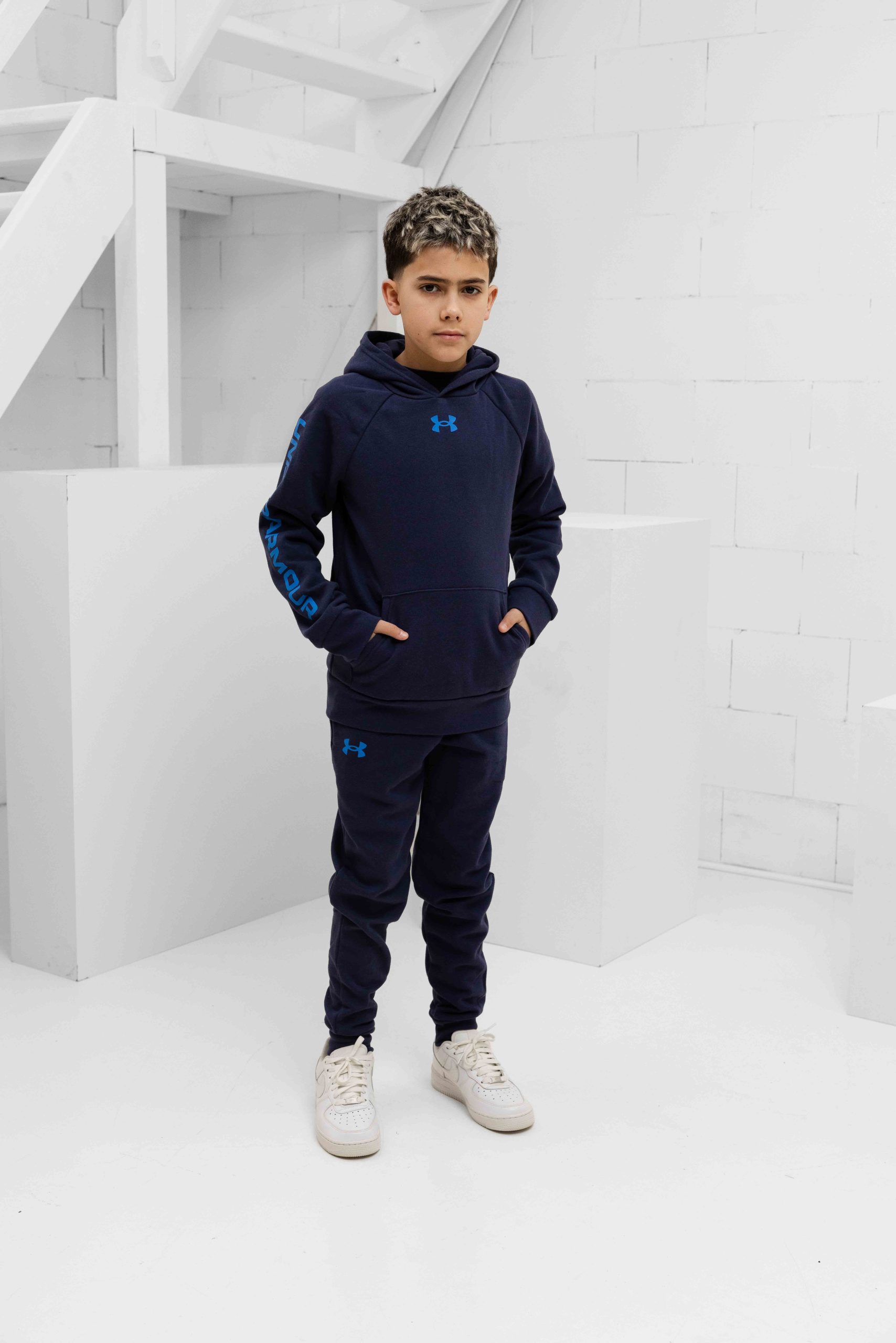 Under Armour Rival Fleece Trainingspak Kids Donkerblauw