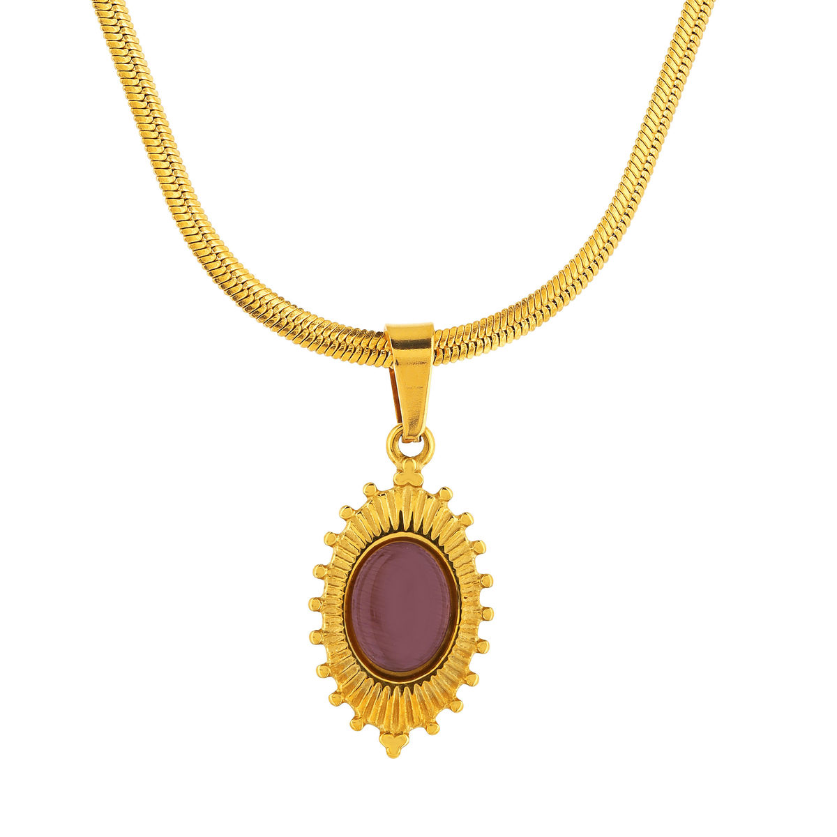 Collier acier jaune pierre imitation rose 48cm