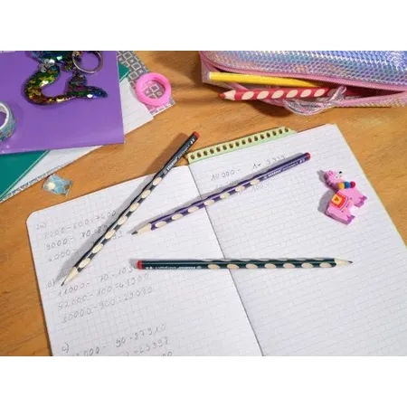 Schmaler Dreikant-Bleistift für Rechtshänder - STABILO EASYgraph S Metallic Edition in metallic Violett - Einzelstift - Härtegrad HB