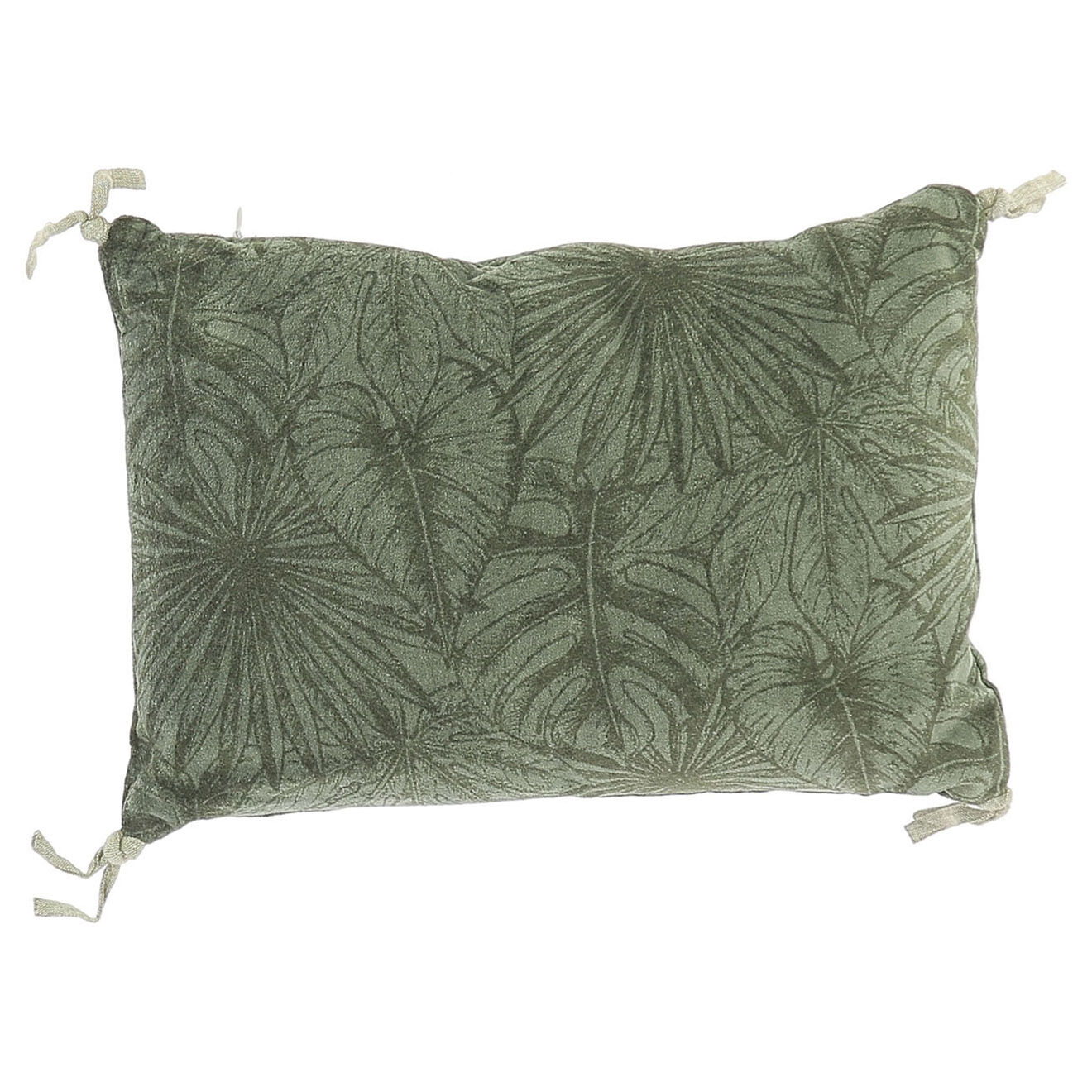 En Fil d'Indienne Housse de coussin Goa velours olive - 25x35 cm