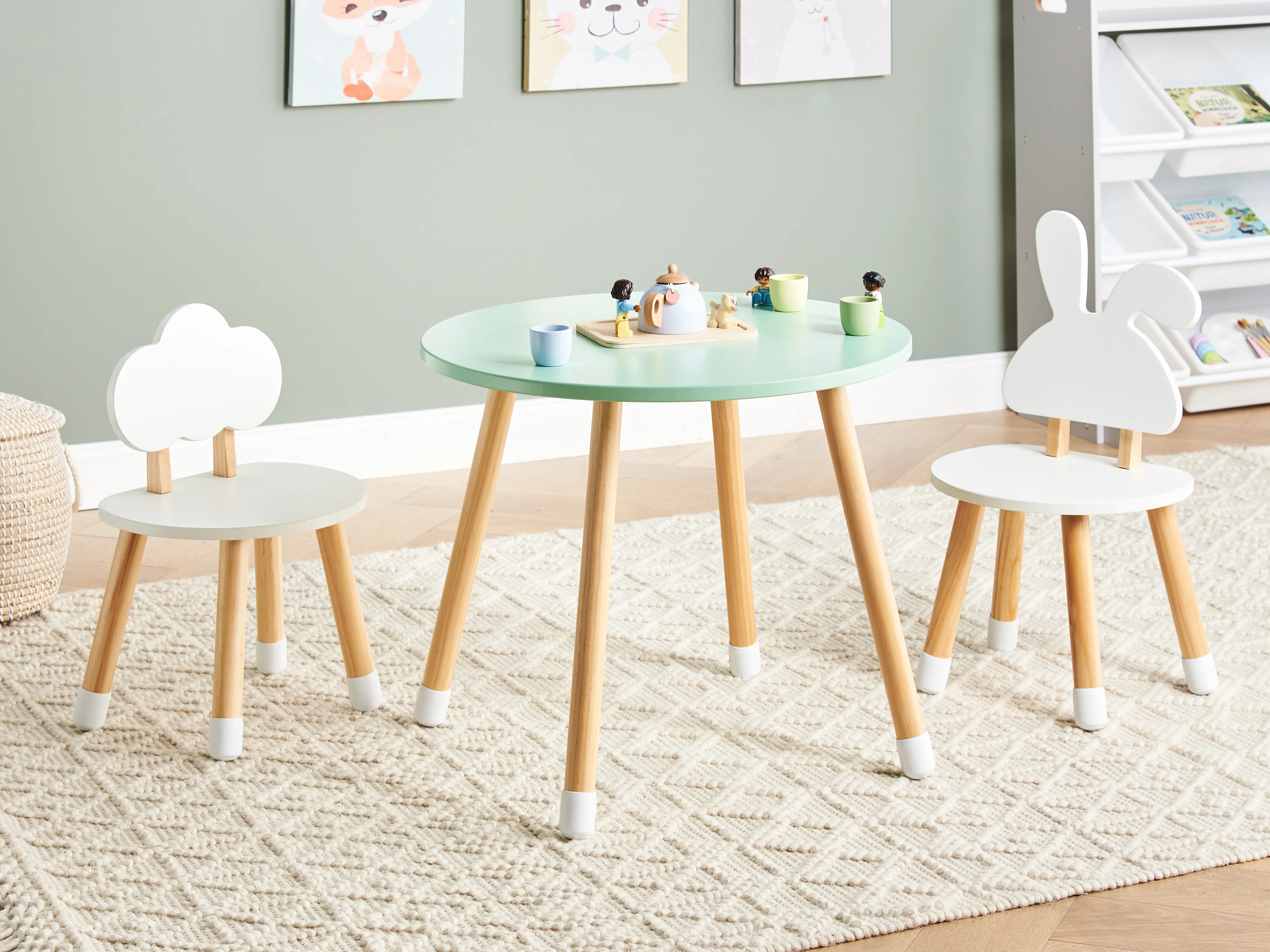 Kindertafel met stoelen ROBIN Wit
