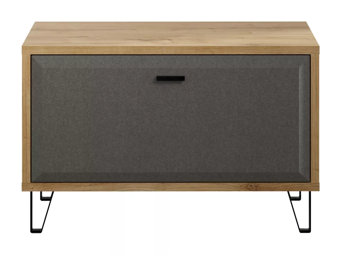 Meuble bas d'entrée : Banc mélaminé - Chêne et Feutre - Naturel-Gris foncé - 79 - 51 - 42 cm