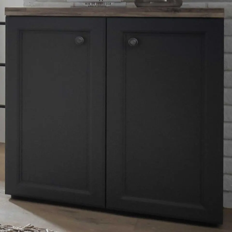 Bijzetkastje Norah 82cm met 2 deuren - grijs/bruin