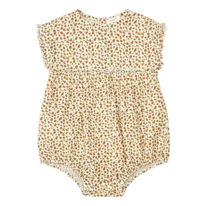 Marlot Paris Barboteuse Gaze de Coton Léopard Java | Ecru