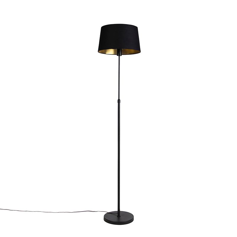 Vloerlamp zwart met zwarte kap 35 cm verstelbaar - Parte