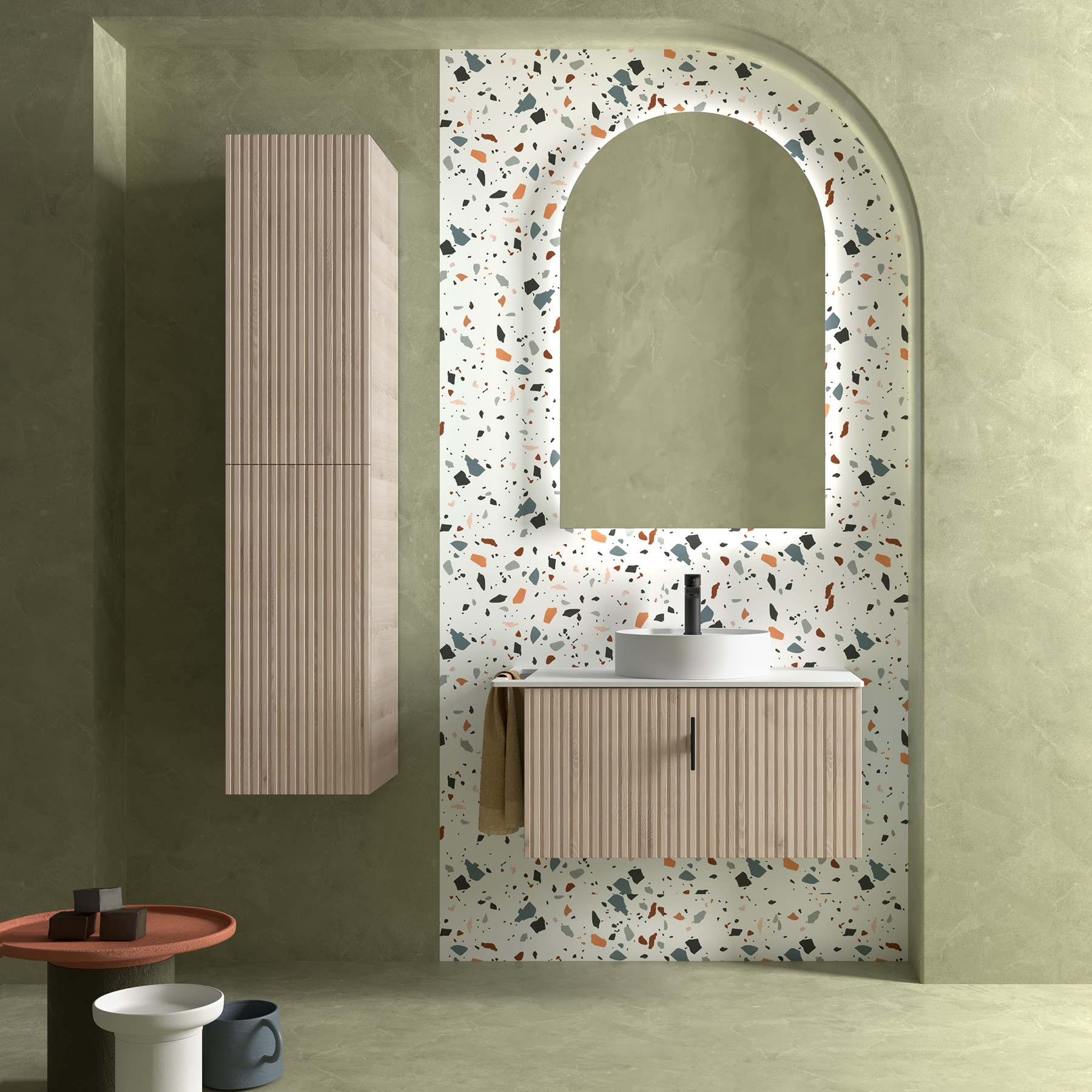 Muebles Raya onderkast ribbelfront 90cm met 1 softclose lade en binnenlade naturel eiken