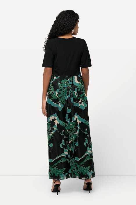 Ausbrenner-Maxikleid, A-Linie, V-Ausschnitt, Halbarm