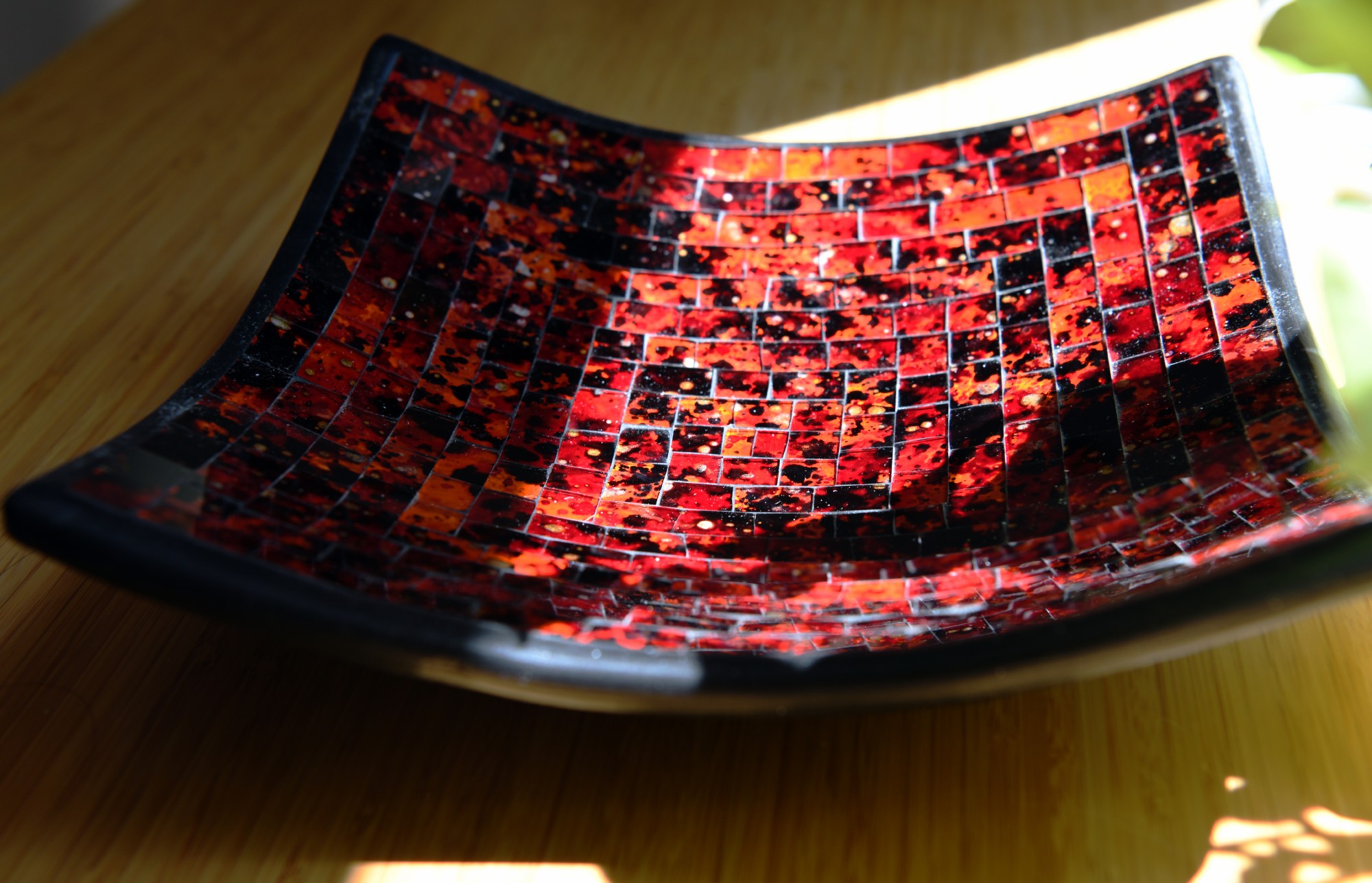 Mosaikteller, rot, B 25 cm, T, 25 cm, H 7 cm von fischer's lagerhaus