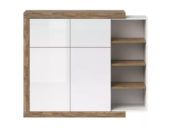 Vitrine petit modèle SINATRA – Chêne et blanc brillant