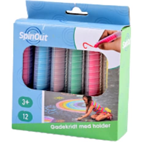 SpinOut gadekridt med holder 12 stk.