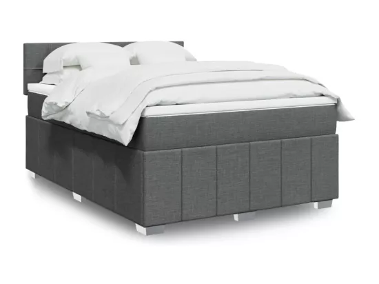 Sommier à lattes de lit avec matelas Gris foncé 140x190cm Tissu
