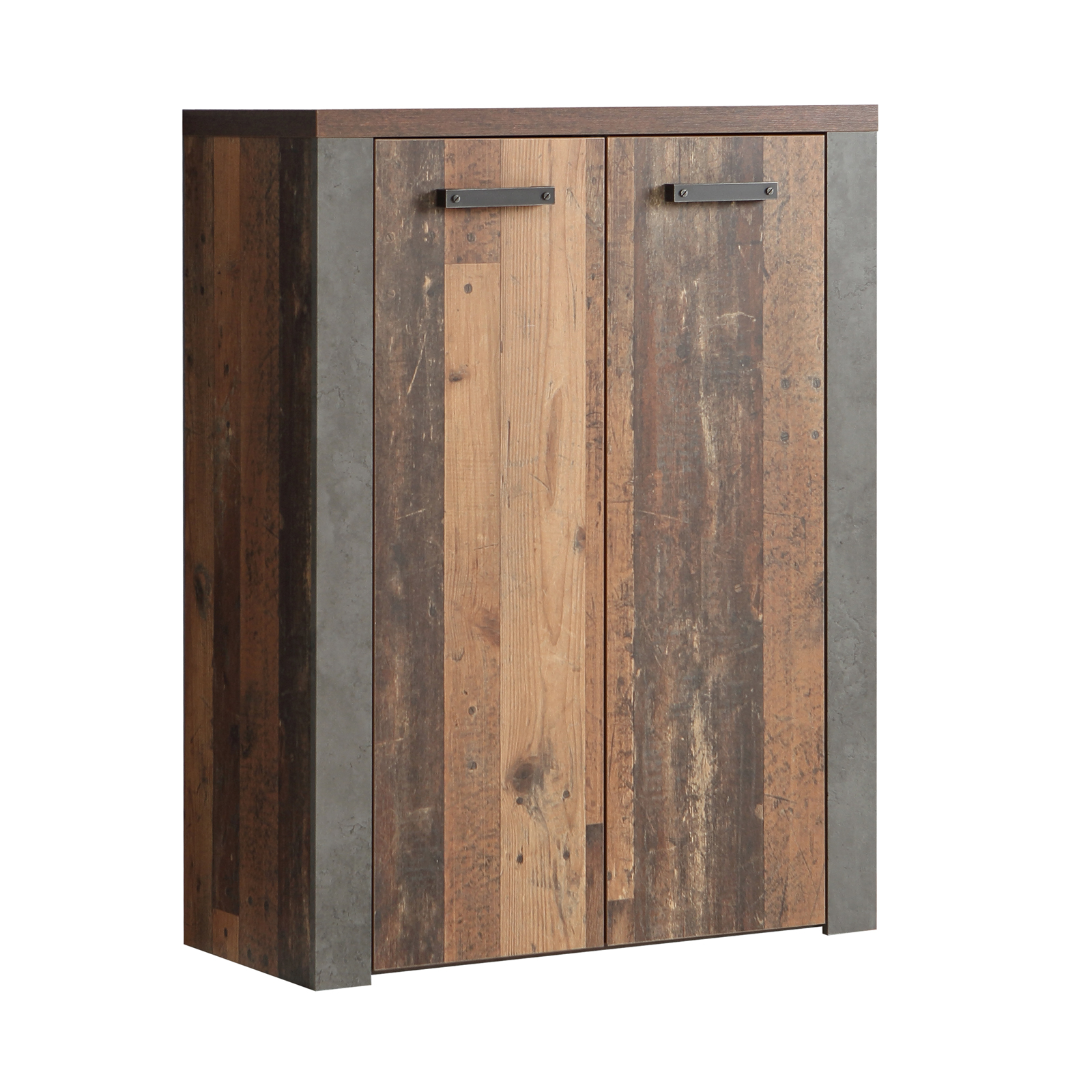 Schuhschrank - Old Wood Vintage-Betonoptik - 86 cm breit