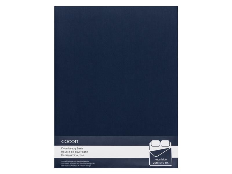 COCON Duvetbezug Satin 200 x 210 cm, Marineblau Bettbezug aus reinem Baumwollsatin