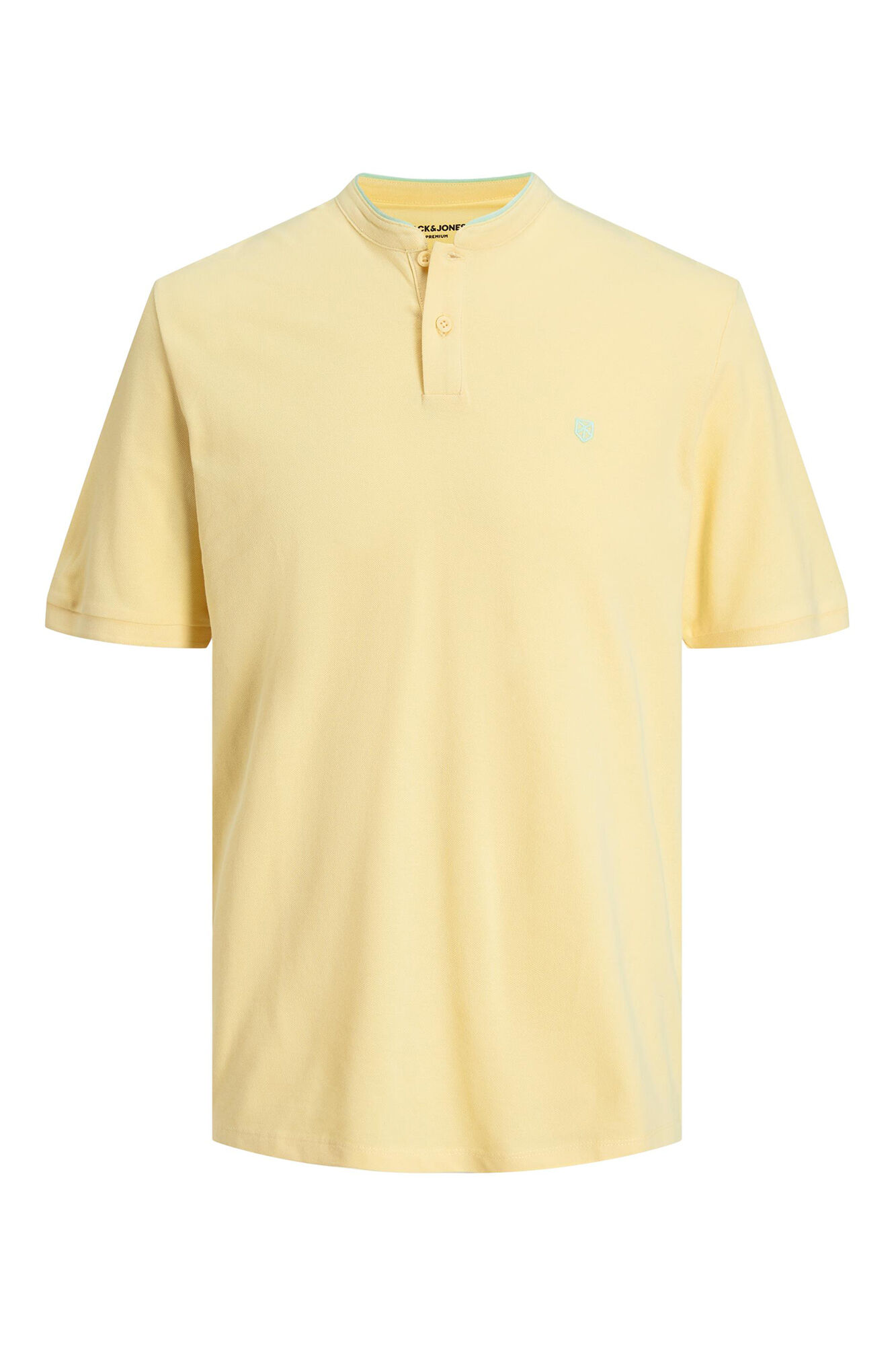 Camisa polo com gola mandarim - Amarela