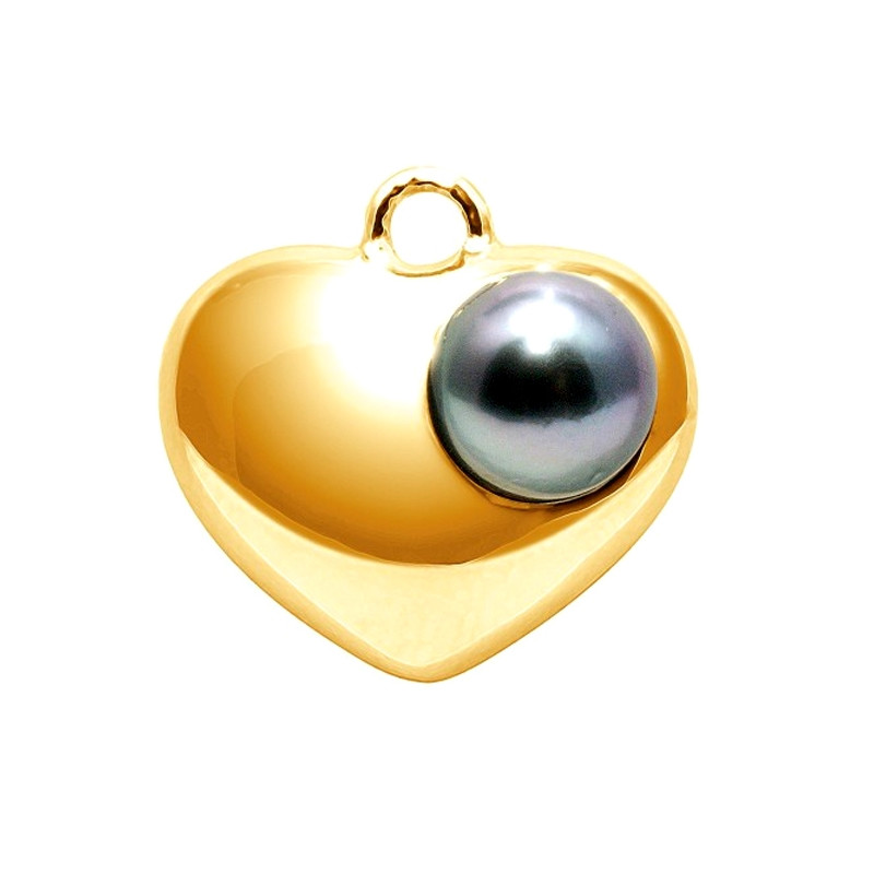 Pendentif Coeur et Perle de Tahiti et Or Jaune 750/1000