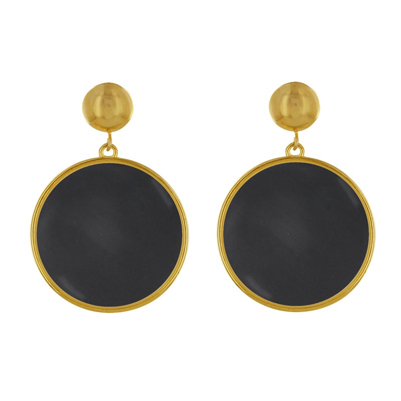 Boucles d'Oreilles Clous Métal Doré Cercle Coloré Translucide