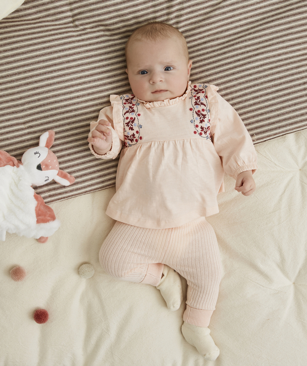 LEGGING CÔTELÉ ROSE BÉBÉ FILLE