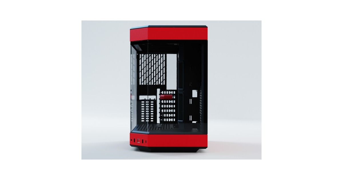 HYTEY60 midi tower behuizing  (Rood/zwart | 3x USB-A | Tempered Glass)