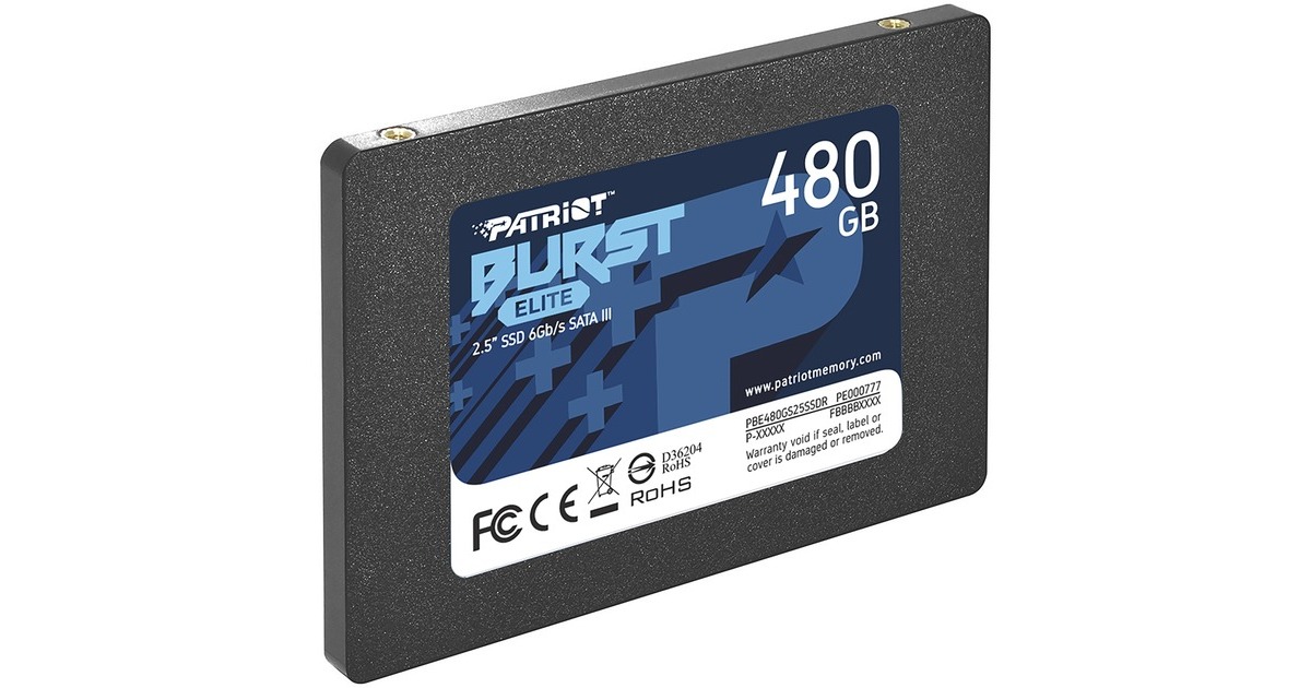 PatriotBurst Elite 480 GB SSD  (Zwart, PBE480GS25SSDR, SATA 6 Gb/s)