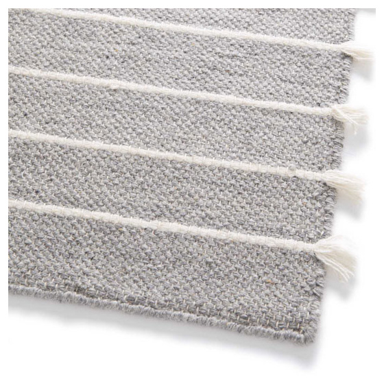 Tapis pure laine à pampilles - naïa - gris - 120 x 160 cm