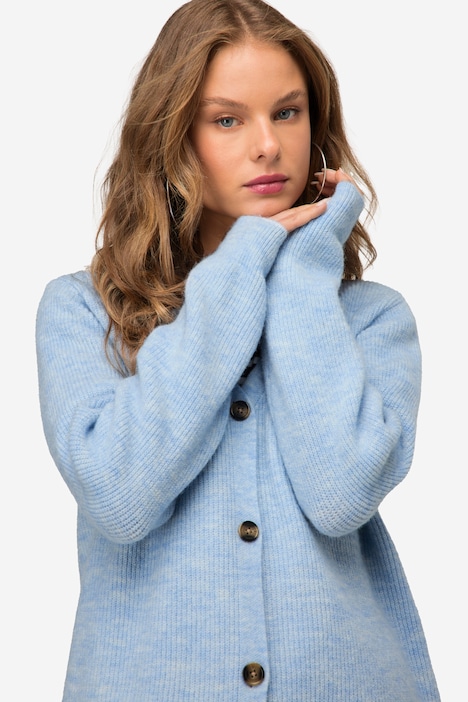 Strickjacke, Melange-Strick, V-Auschnitt, Langarm