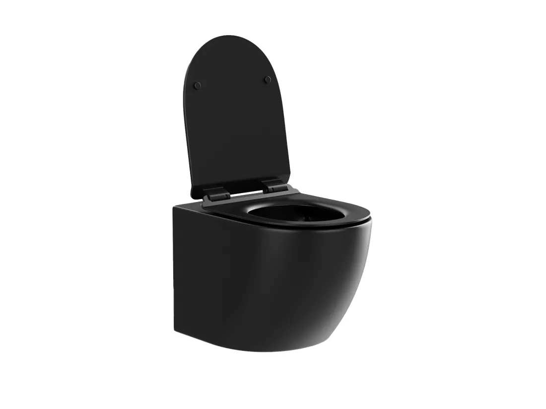 Pack WC suspendu noir mat avec bâti-support et plaque de déclenchement - JAVOINE
