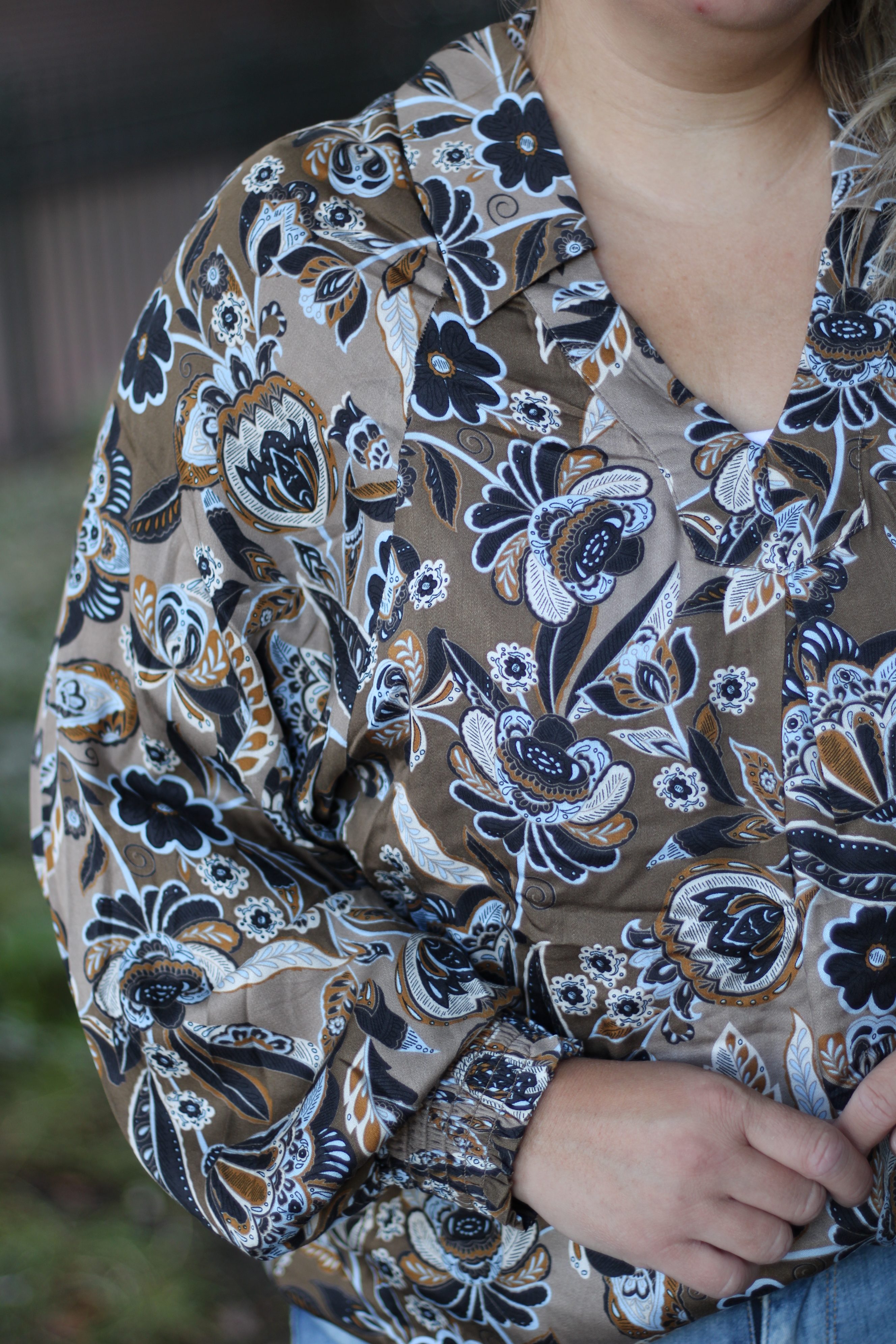 Culture - Ibi Dittemarie Long Sleeve Blouse - Sand Flower