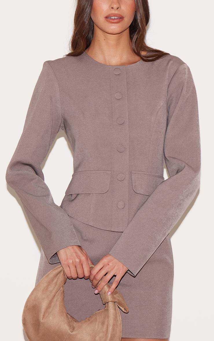 Champignon Robe Courte Ajustée En Tissu Tissé Avec Détails De Boutons