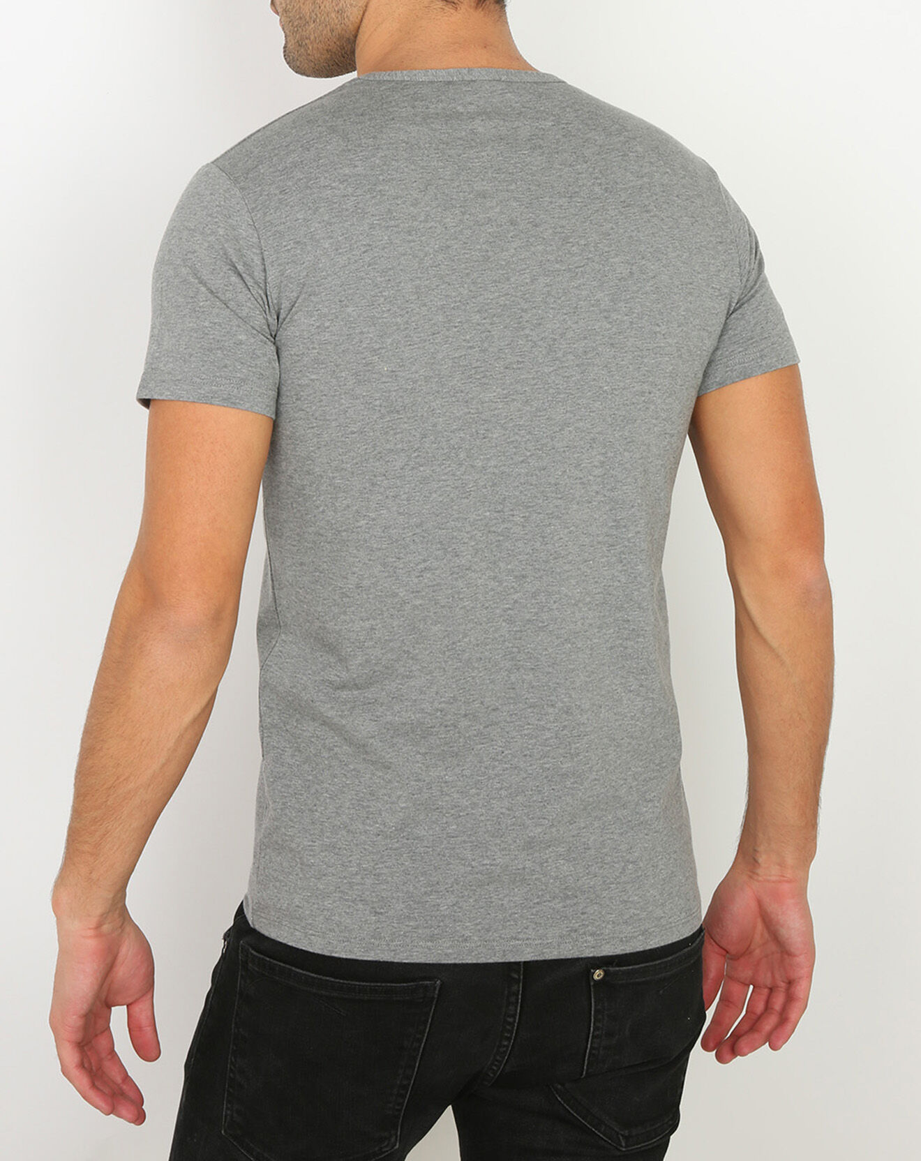 Mare T-Shirt col V en Coton gris