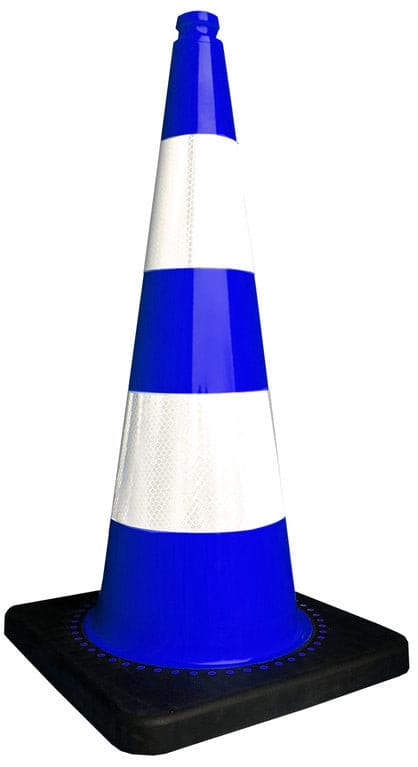 UvV FLEX Pylons Verkeerskegels 75 cm Blauw Flexibel (4,2 kg Zware Waarschuwingskegels) / Alleen Wit