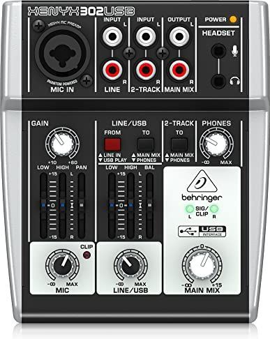 Behringer - 302USB - 5-ingangsmixer - Ultracompact - Met XENYX Microfoon-voorversterker en USB-audio-interface
