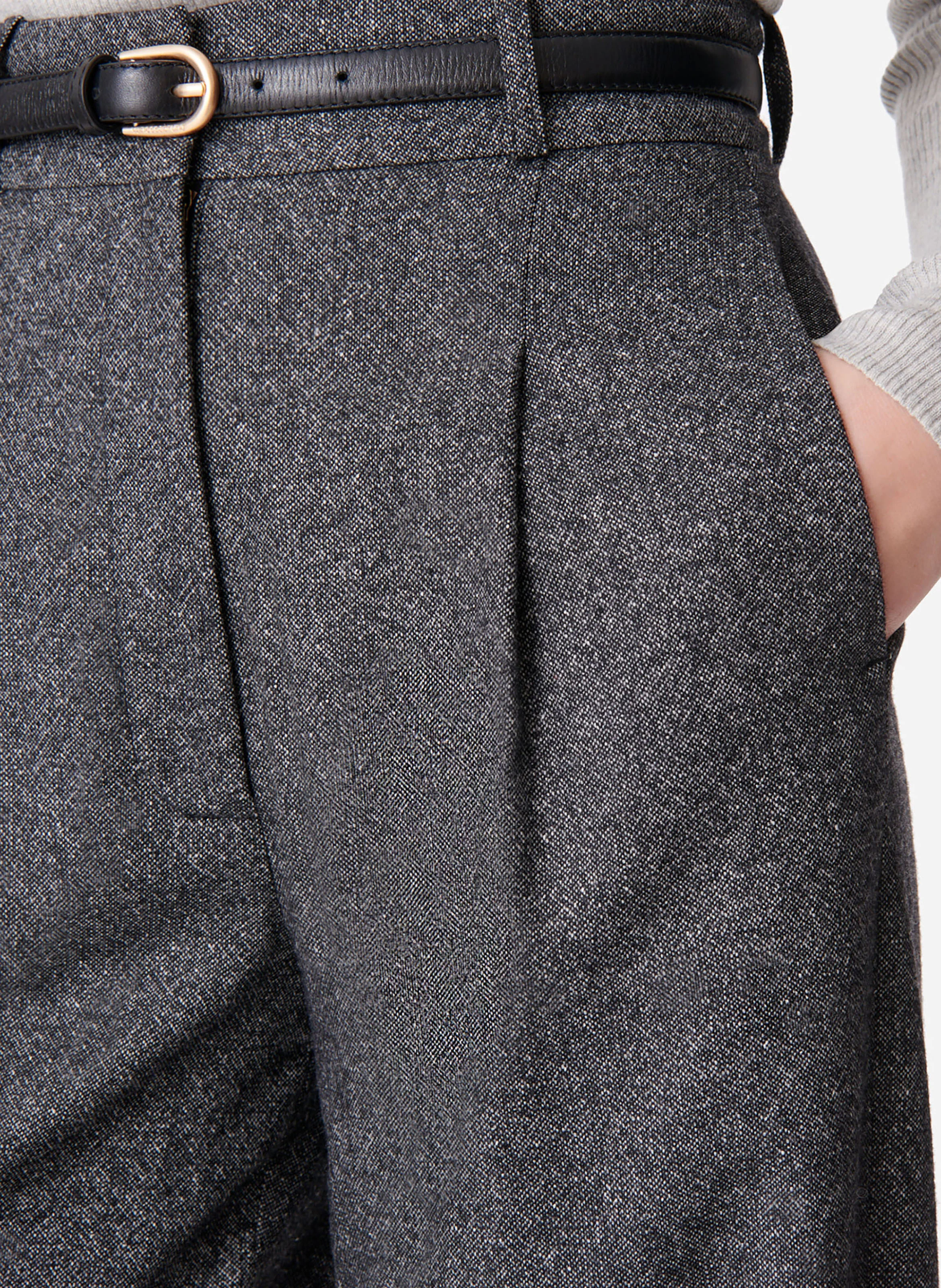 DAVID - Pantalon droit en laine mélangée | Gris