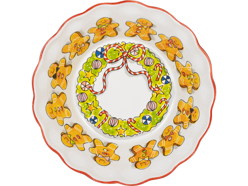 Schaal met wave rand 23cm Kerst Gingerbread man