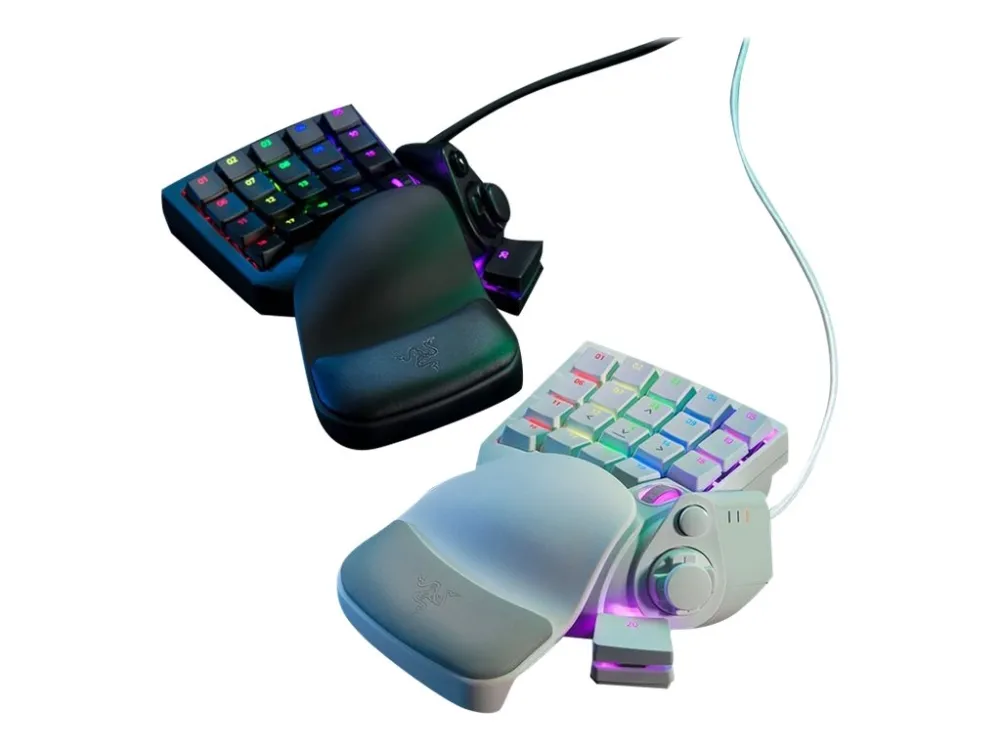 Razer Tartarus Pro - Tastatur - med 8-way directional thumbpad, scrollhjul, tastdefineringsindikator, hyperrespons-tommelknap, mellemrumsaktuator - bagbelyst - USB - tastkontakt: Razer Analog Optical Switches - kviksølvshvid