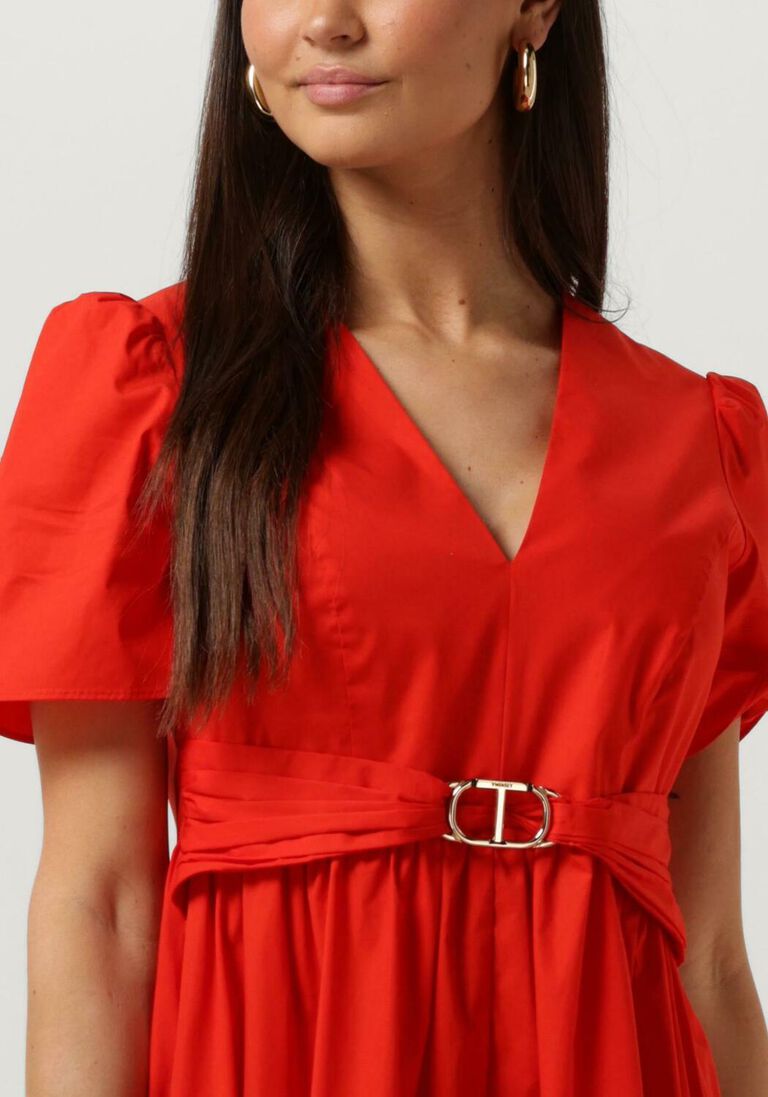 TWINSET MILANO rode twinset milano midi jurk woven dress
