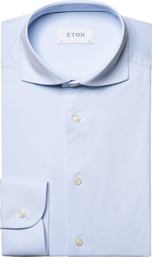 ETON Light Blue Four-Way Stretch Shirt - Contemporary Fit Blå