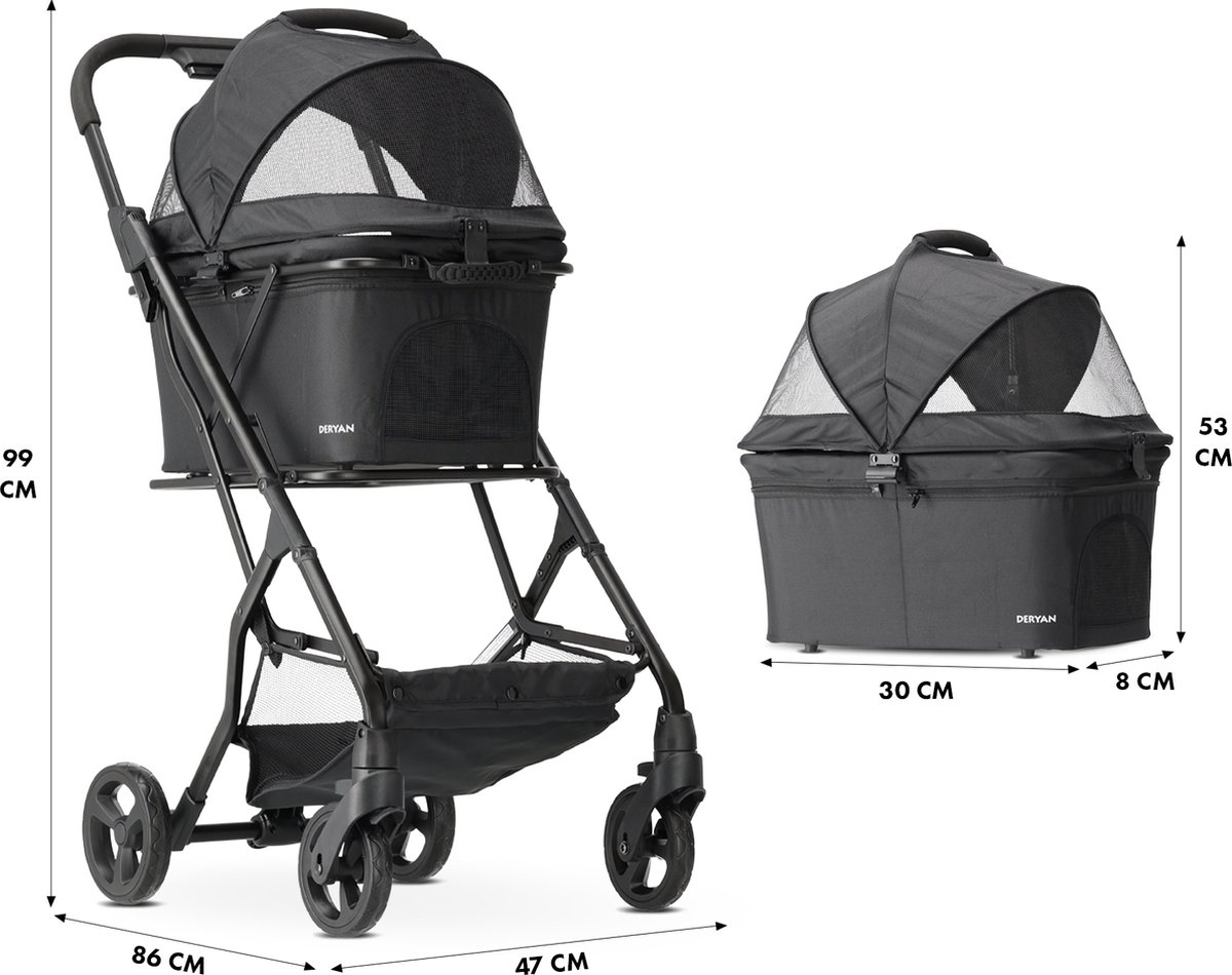 Deryan Luxe inklapbare hondenbuggy