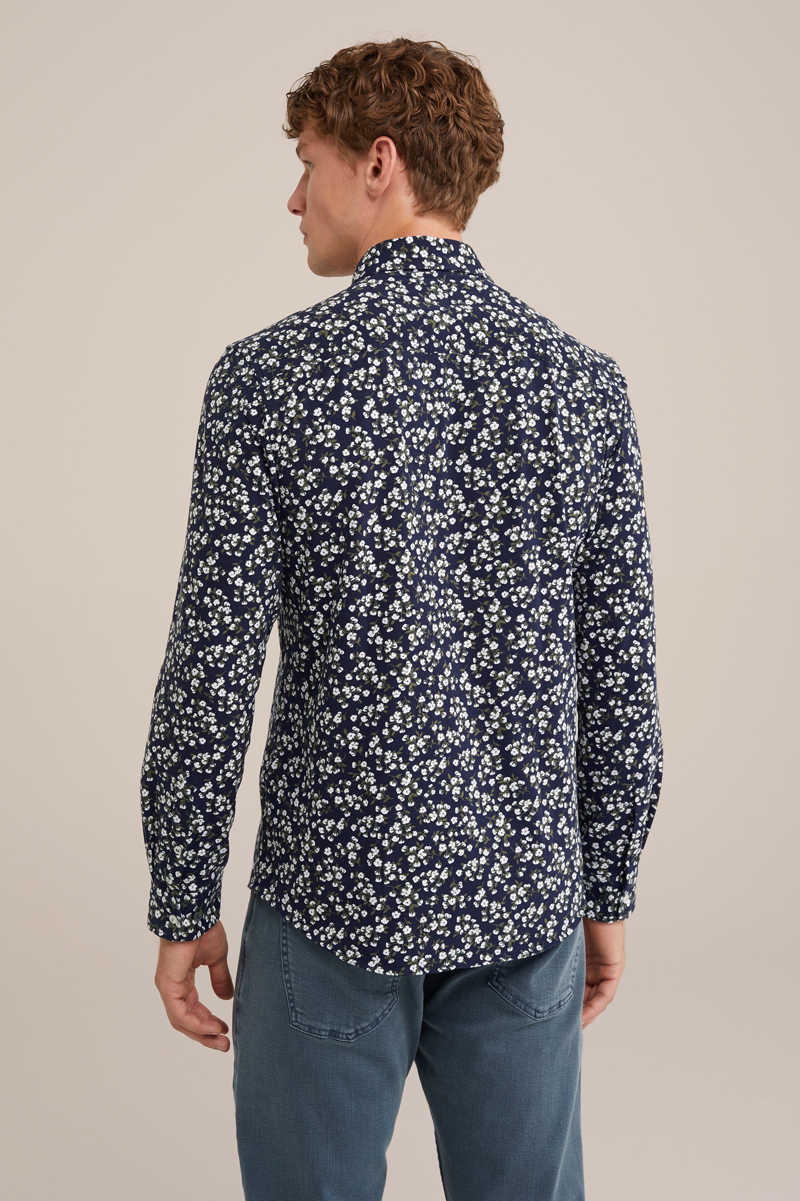jersey overhemd met dessin WE Fashion Donkerblauw